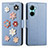 Leather Case Stands Flip Flowers Cover Holder S02D for Realme C33 Blue