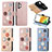 Leather Case Stands Flip Flowers Cover Holder S02D for Samsung Galaxy A13 4G