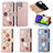 Leather Case Stands Flip Flowers Cover Holder S02D for Samsung Galaxy A22 4G