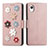 Leather Case Stands Flip Flowers Cover Holder S02D for Samsung Galaxy A22 5G SC-56B