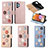 Leather Case Stands Flip Flowers Cover Holder S02D for Samsung Galaxy A32 4G