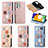 Leather Case Stands Flip Flowers Cover Holder S02D for Samsung Galaxy A52 4G