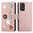 Leather Case Stands Flip Flowers Cover Holder S02D for Samsung Galaxy A72 4G Rose Gold