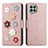 Leather Case Stands Flip Flowers Cover Holder S02D for Samsung Galaxy M33 5G Rose Gold