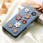 Leather Case Stands Flip Flowers Cover Holder S02D for Samsung Galaxy S23 Plus 5G Blue