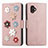 Leather Case Stands Flip Flowers Cover Holder S02D for Samsung Galaxy XCover 6 Pro 5G Rose Gold