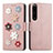 Leather Case Stands Flip Flowers Cover Holder S02D for Sony Xperia 1 IV