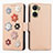 Leather Case Stands Flip Flowers Cover Holder S02D for Vivo Y02S