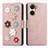 Leather Case Stands Flip Flowers Cover Holder S02D for Vivo Y02S