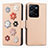 Leather Case Stands Flip Flowers Cover Holder S02D for Vivo Y35 4G