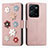 Leather Case Stands Flip Flowers Cover Holder S02D for Vivo Y35 4G