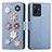 Leather Case Stands Flip Flowers Cover Holder S02D for Vivo Y73t Blue