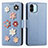 Leather Case Stands Flip Flowers Cover Holder S02D for Xiaomi Poco C51 Blue