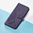 Leather Case Stands Flip Flowers Cover Holder S03D for Google Pixel 5 XL 5G Purple