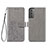 Leather Case Stands Flip Flowers Cover Holder S03D for Samsung Galaxy S22 Plus 5G Gray