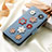 Leather Case Stands Flip Flowers Cover Holder S04D for Huawei Honor X7 Blue