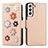 Leather Case Stands Flip Flowers Cover Holder S04D for Samsung Galaxy S22 5G