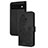 Leather Case Stands Flip Flowers Cover Holder Y01X for Google Pixel 6 5G Black