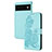 Leather Case Stands Flip Flowers Cover Holder Y01X for Google Pixel 6 5G Mint Blue