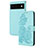 Leather Case Stands Flip Flowers Cover Holder Y01X for Google Pixel 6 Pro 5G Mint Blue