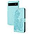 Leather Case Stands Flip Flowers Cover Holder Y01X for Google Pixel 6a 5G Mint Blue