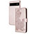 Leather Case Stands Flip Flowers Cover Holder Y01X for Google Pixel 6a 5G Rose Gold