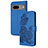 Leather Case Stands Flip Flowers Cover Holder Y01X for Google Pixel 7 5G Blue