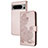 Leather Case Stands Flip Flowers Cover Holder Y01X for Google Pixel 8 5G Rose Gold