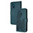 Leather Case Stands Flip Flowers Cover Holder Y01X for Motorola Moto E13 Green