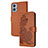 Leather Case Stands Flip Flowers Cover Holder Y01X for Motorola Moto E22