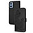 Leather Case Stands Flip Flowers Cover Holder Y01X for Motorola Moto E22 Black