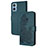 Leather Case Stands Flip Flowers Cover Holder Y01X for Motorola Moto E22 Green