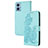 Leather Case Stands Flip Flowers Cover Holder Y01X for Motorola Moto E22 Mint Blue