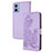 Leather Case Stands Flip Flowers Cover Holder Y01X for Motorola Moto E22 Purple