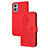 Leather Case Stands Flip Flowers Cover Holder Y01X for Motorola Moto E22 Red