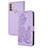 Leather Case Stands Flip Flowers Cover Holder Y01X for Motorola Moto E40 Purple