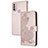 Leather Case Stands Flip Flowers Cover Holder Y01X for Motorola Moto E40 Rose Gold