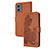 Leather Case Stands Flip Flowers Cover Holder Y01X for Motorola Moto G 5G (2023) Brown