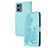 Leather Case Stands Flip Flowers Cover Holder Y01X for Motorola Moto G 5G (2023) Mint Blue