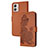 Leather Case Stands Flip Flowers Cover Holder Y01X for Motorola Moto G53 5G Brown