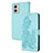 Leather Case Stands Flip Flowers Cover Holder Y01X for Motorola Moto G53 5G Mint Blue