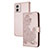 Leather Case Stands Flip Flowers Cover Holder Y01X for Motorola Moto G53 5G Rose Gold