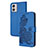 Leather Case Stands Flip Flowers Cover Holder Y01X for Motorola Moto G53j 5G Blue