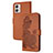 Leather Case Stands Flip Flowers Cover Holder Y01X for Motorola Moto G53j 5G Brown