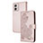 Leather Case Stands Flip Flowers Cover Holder Y01X for Motorola Moto G53j 5G Rose Gold