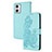Leather Case Stands Flip Flowers Cover Holder Y01X for Motorola Moto G73 5G Mint Blue