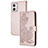 Leather Case Stands Flip Flowers Cover Holder Y01X for Motorola Moto G73 5G Rose Gold