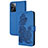 Leather Case Stands Flip Flowers Cover Holder Y01X for Oppo A77s Blue