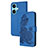 Leather Case Stands Flip Flowers Cover Holder Y01X for Oppo K11 5G Blue