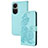 Leather Case Stands Flip Flowers Cover Holder Y01X for Oppo Reno10 5G Mint Blue